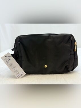 Samsonite Black Travel Toiletry Kit Top Zip Deluxe with Gold Accent